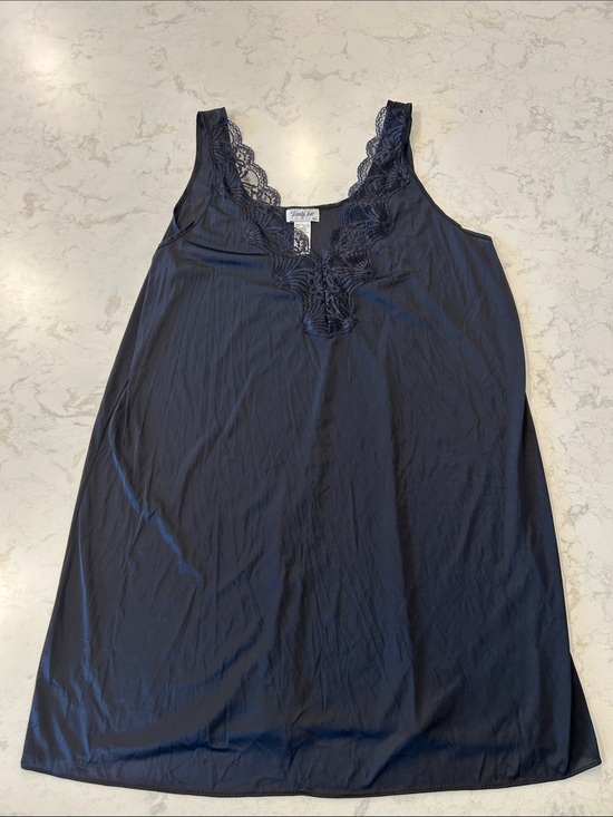 Vanity Fair Other - Vanity Fair Lace Trim V-Neck Intimates Sheer Nylon Slip Black XL